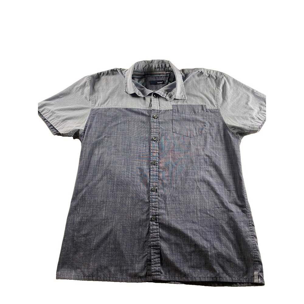 Bruno New York Blue Linen Blend Short Sleeves Button Down Shirt Mens Size Large